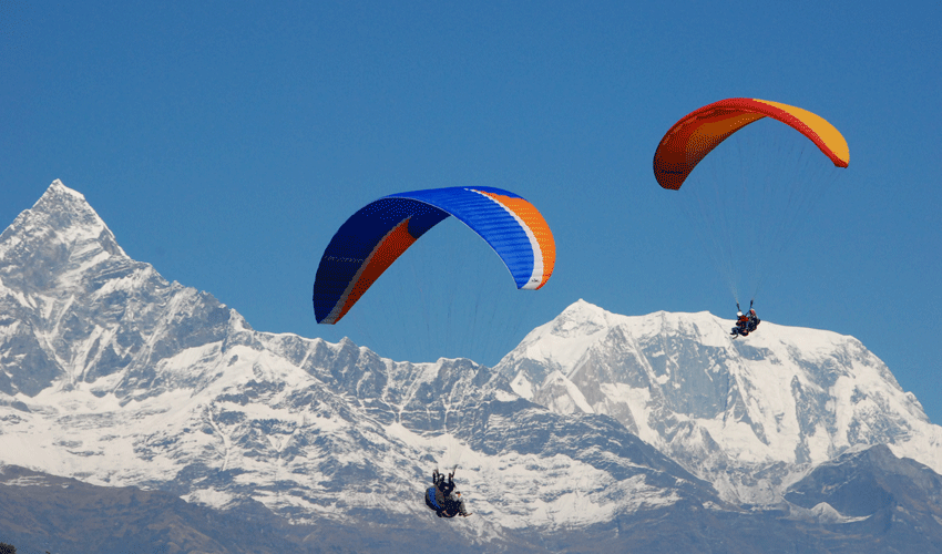 pokhara mountain and paragliding